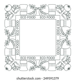 Concept of healthy food. Frame, border icons organic vegetables. Vegatariantsy.
