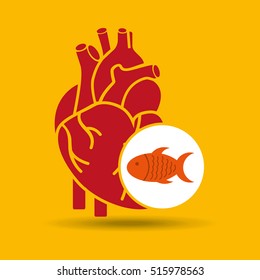 concept healthy heart fish fresh icon vector illustration eps 10