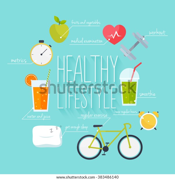 Concept Healthy Lifestyle Infographics Icons Web Stock Vector (Royalty ...