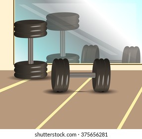 the concept of a healthy lifestyle with a picture of dumbbells