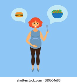 concept of healthy nutrition of the pregnant woman. vector illustration