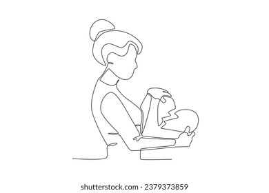 A concept of a heartbroken woman. Breakup one-line drawing