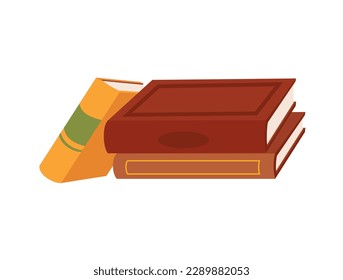 Concept Hello autumn books. This illustration depicts a collection of books arranged neatly on a white background, utilizing the flat, vector design style. Vector illustration.