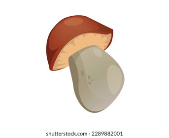 Concept Hello autumn forest mushroom. This illustration is a flat, vector design featuring a cute, cartoon mushroom commonly found in forests during autumn. Vector illustration.