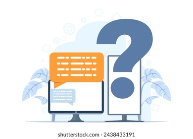 Concept of help, asking questions and getting answers. instruction and information support. online information center. Useful information, guides, frequently asked questions. Customer support.