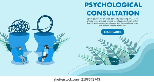 concepto de ayuda a pacientes con problemas psicológicos. Terapia para enfermedades mentales. Problemas de salud mental y su tratamiento. Concepto de trastorno mental. Ilustración vectorial de dibujos animados planos.