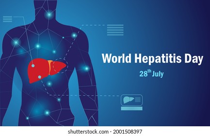Concept of hepatitis. Vector illustration, banner or poster for world hepatitis day.