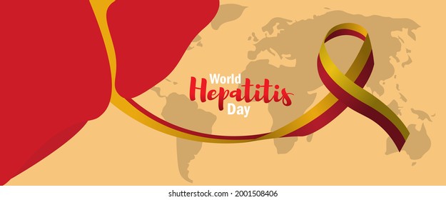 Concepto de hepatitis. Ilustración vectorial, cartel o afiche del Día Mundial de la hepatitis.