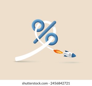 Concept of high interest rates and heavy loan payments, economic recession, risk of debt burden. Vector illustration.