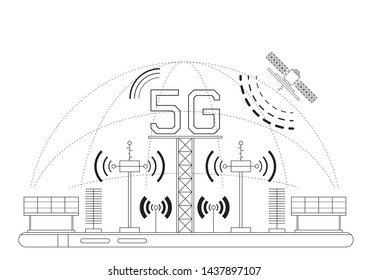 The concept of high-speed Internet 5G, The high-speed connection to make your business grow faster.