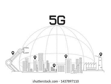 The concept of high-speed Internet 5G, The high-speed connection to make your business grow faster.