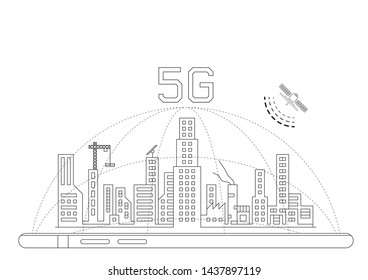 The concept of high-speed Internet 5G, The high-speed connection to make your business grow faster.