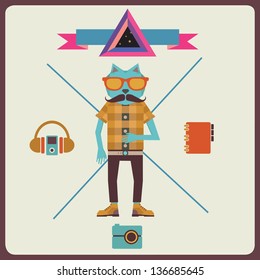 Concept of hipster - vector illustration