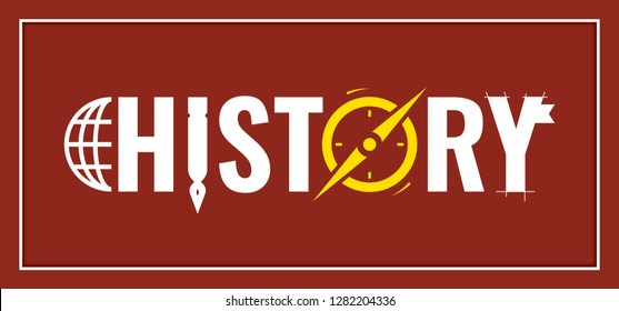 concept history word. history word with symbols concept