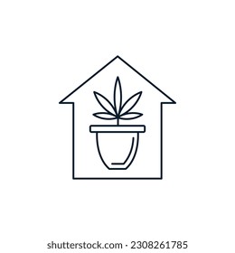 The concept of home growing marijuana. Vector icon isolated on white background.