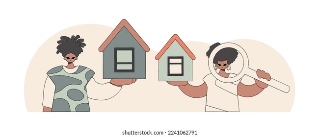 The concept of home ownership. The realtor team sells the house.
