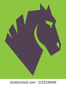 The concept of horse head. Abstract horse logo template on green background
