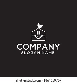 el concepto del logo de una casa con una hoja única, simple, creativa para un logo de una casa de hoja, construcción