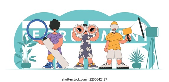 Concept of HR specialists. A team working in the field of recruiting employees.