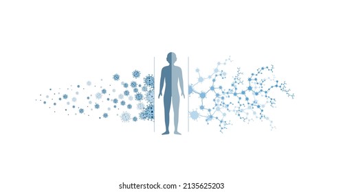 Concept Of Human Body Connection And Distribution Of Colonial Virus Covid-19 Respiratory Disease Used In Medical And Business