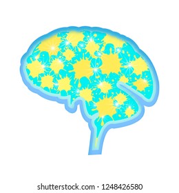 Concept of the human brain. Deep paper art origami style. Isolaterd on white. Vector illustration.