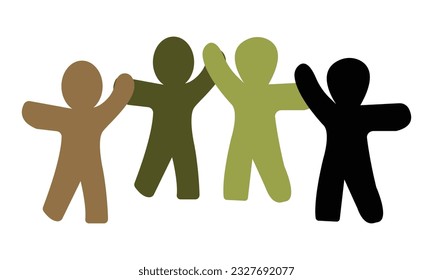 Concept of the human chain and solidarity with a group of aligned people who join hands to show that unity is strength.