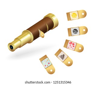 The concept of human perception filters in the form of a telescope. Vector illustration.