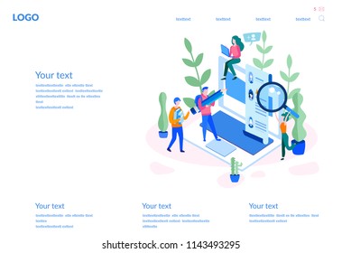 Concept Human Resources, Recruitment for web page, banner, presentation, social media, documents, cards, posters. Vector illustration filling out resumes, hiring employees, people fill out the form
