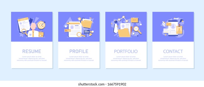Concept Human Resources, Recruitment for web page, banner, presentation, social media, documents, cards, posters. Vector illustration filling out resumes, hiring employees, people fill out the form