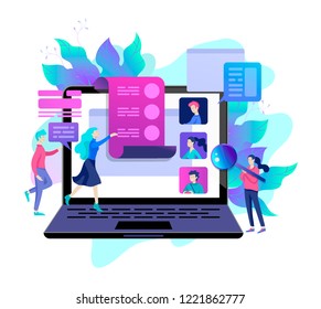 Concept Human Resources and selection candidates, banner, presentation, social media, documents. Recruitment for web page. Vector illustration filling out resumes, hiring employees