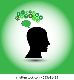 Concept of human thinking Green, Innovative ideas, this also represents creative mind, innovation, creative brain idea concept, 