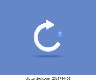 the concept of icon or 3d symbol of refresh, reload, update, process, repeat, rotate, automatic synchronization. 3d and realistic concept design. vector element design. blue background
