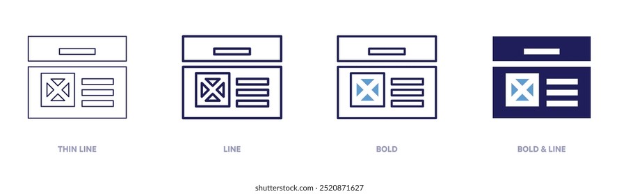 Concept icon in 4 different styles. Thin Line, Line, Bold, and Bold Line. Duotone style. Editable stroke.