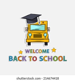 Concept Icon back to school:school bus hat text