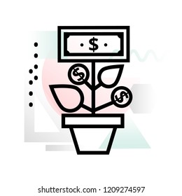 Concept icon of business profit with abstract backround, modern thin line design vector illustration for graphic and web design