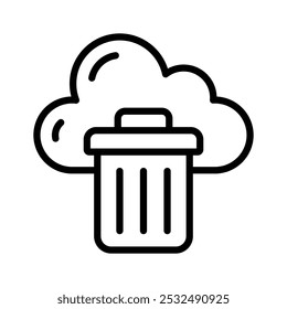 Concept icon of cloud delete, cloud and trash bin vector design