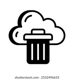 Concept icon of cloud delete, cloud and trash bin vector design