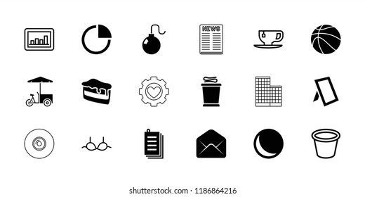 Concept icon. collection of 18 concept filled and outline icons such as sphere, piece of cake, fast food cart, paper, pie chart. editable concept icons for web and mobile.