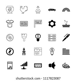 Concept icon. collection of 25 concept filled and outline icons such as 7 number, seed bag, lamp, gear, rainbow, business center. editable concept icons for web and mobile.