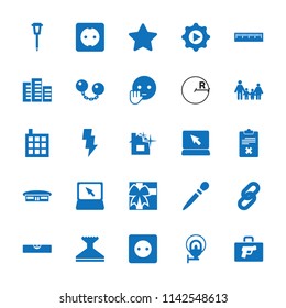 Concept icon. collection of 25 concept filled icons such as airport, building, plug socket, nail sawing, window squeegee, laptop. editable concept icons for web and mobile.