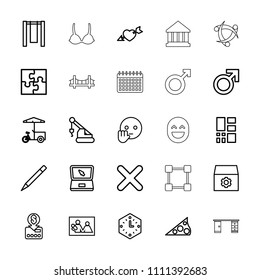 Concept icon. collection of 25 concept outline icons such as male, gear, crane, pen, put money on card, bye emot, family photo. editable concept icons for web and mobile.