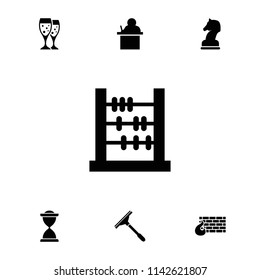 Concept icon. collection of 7 concept filled icons such as window squeegee, abacus, teacher, horse chess, glasses clink, hourglass. editable concept icons for web and mobile.