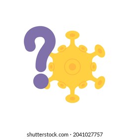 concept icon FAQ about virus or disease, questions about corona virus. help.illustration of a virus symbol and a question mark. flat cartoon style. vector design