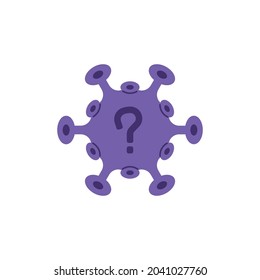 concept icon FAQ about virus or disease, questions about corona virus. help.illustration of a virus symbol and a question mark. flat cartoon style. vector design