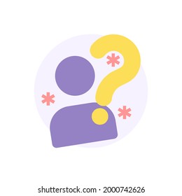 Concept Icon Forgot Password Or Forgot Username. Illustration Of Account Symbol Or Person Avatar, Star, Question Mark. Flat Cartoon Style. Vector Design