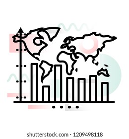 Concept icon of global business growth dynamics with abstract backround, modern thin line design vector illustration for graphic and web design