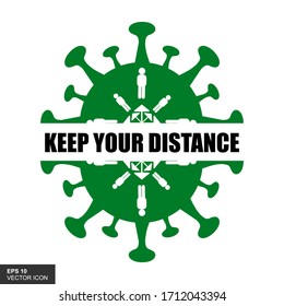 The concept of the icon of keeping social distance. Keep a distance of 2 meters. Prevent the spread of corona virus infection. Vector illustration.