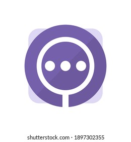 un icono de concepto o logotipo para chats de búsqueda o búsqueda de amigos. combinación de un símbolo de mensaje y una lupa. estilo plano. diseño vectorial