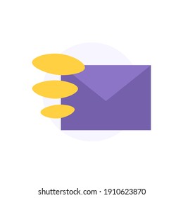 a concept icon messaging, fast or express delivery services. illustration of an envelope and a speed symbol. flat style. vector design element