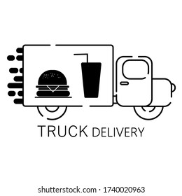 concept icon outline stroke Shipped by truck, Delivery service, online shopping, home deliver
